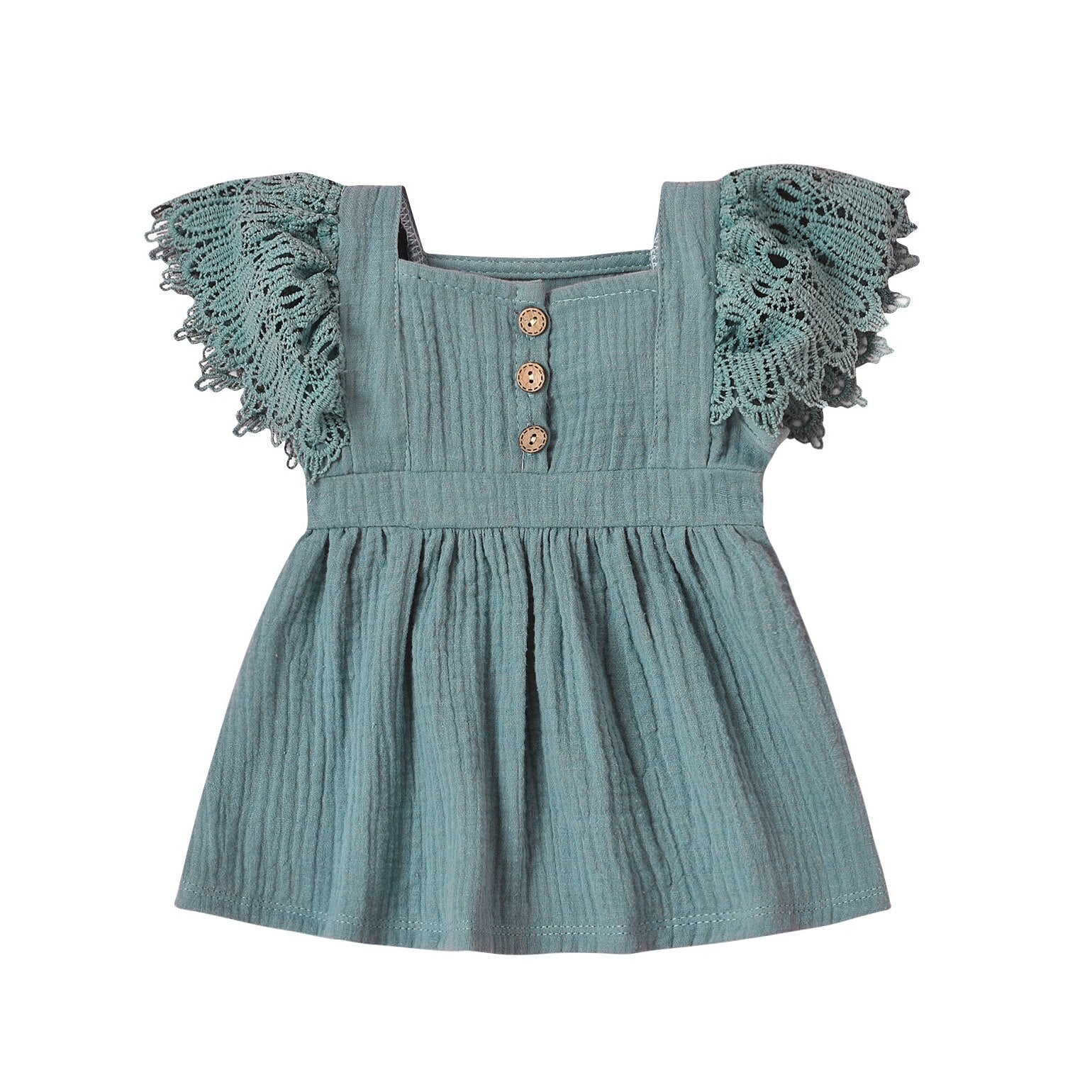 Girls' Crotched Flutter Sleeve Dress