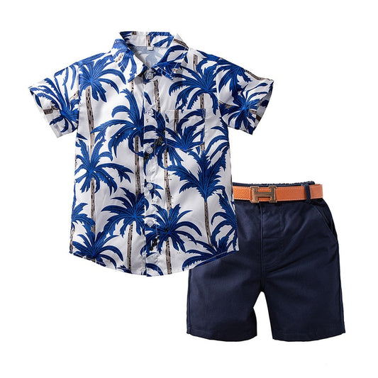 Toddler Boy Hawaiian Blue Shorts Set