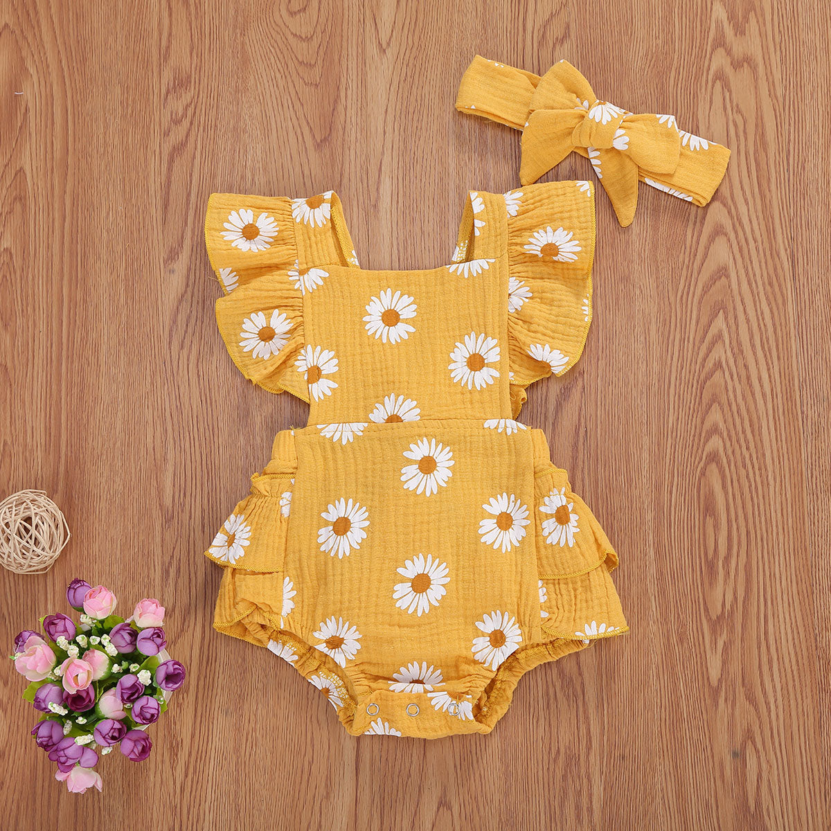 Girls' Daisy Print Romper