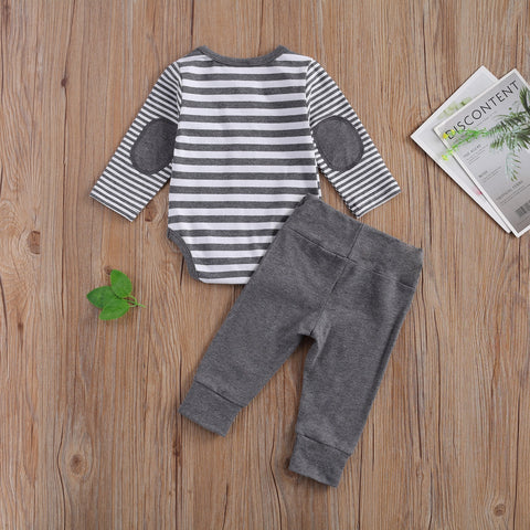 Boys' Striped Long-Sleeved Onesie & Sweatpant Set