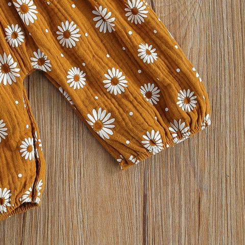 Girls' Tie Strap Daisy Print Jumpsuit