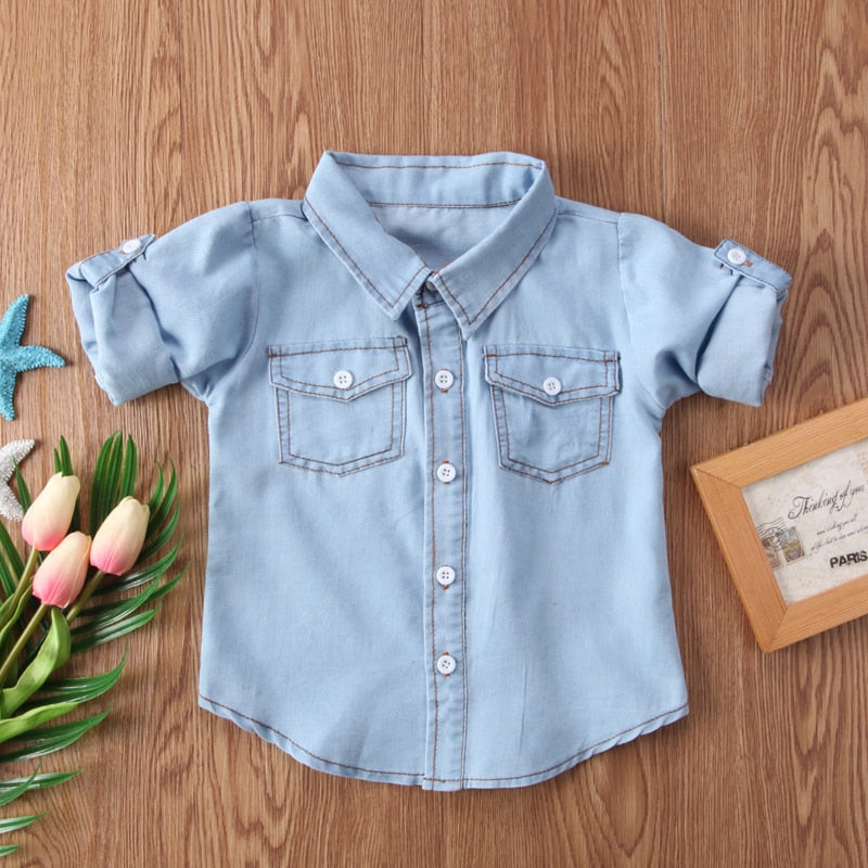 Kids' Long-Sleeved Soft Denim Shirt
