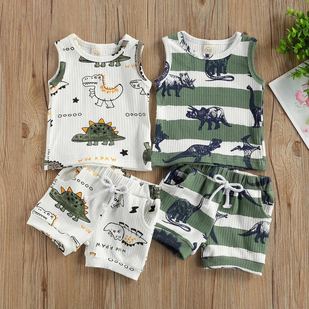 Boys' Sleeveless Dino Print Short Set