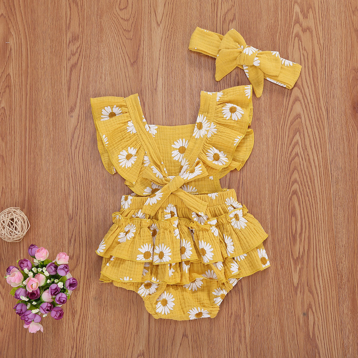 Girls' Daisy Print Romper