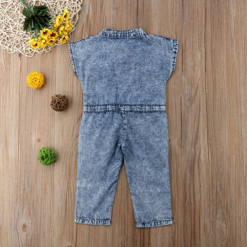 Girls' Sleeveless Denim Jumpsuit