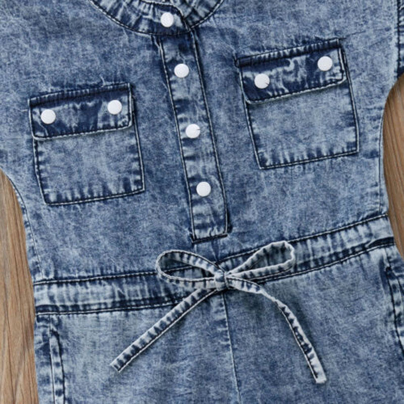 Girls' Sleeveless Denim Jumpsuit