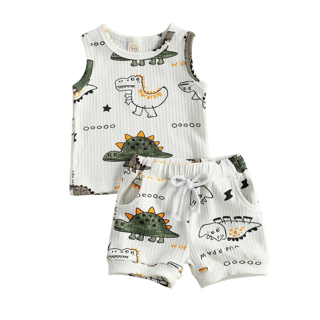 Boys' Sleeveless Dino Print Short Set