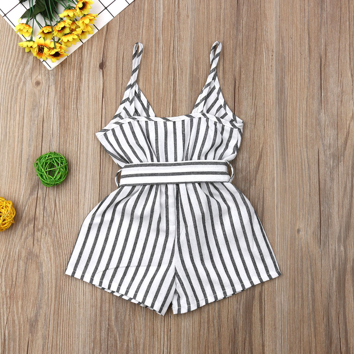 Girls' Striped Sleeveless Romper