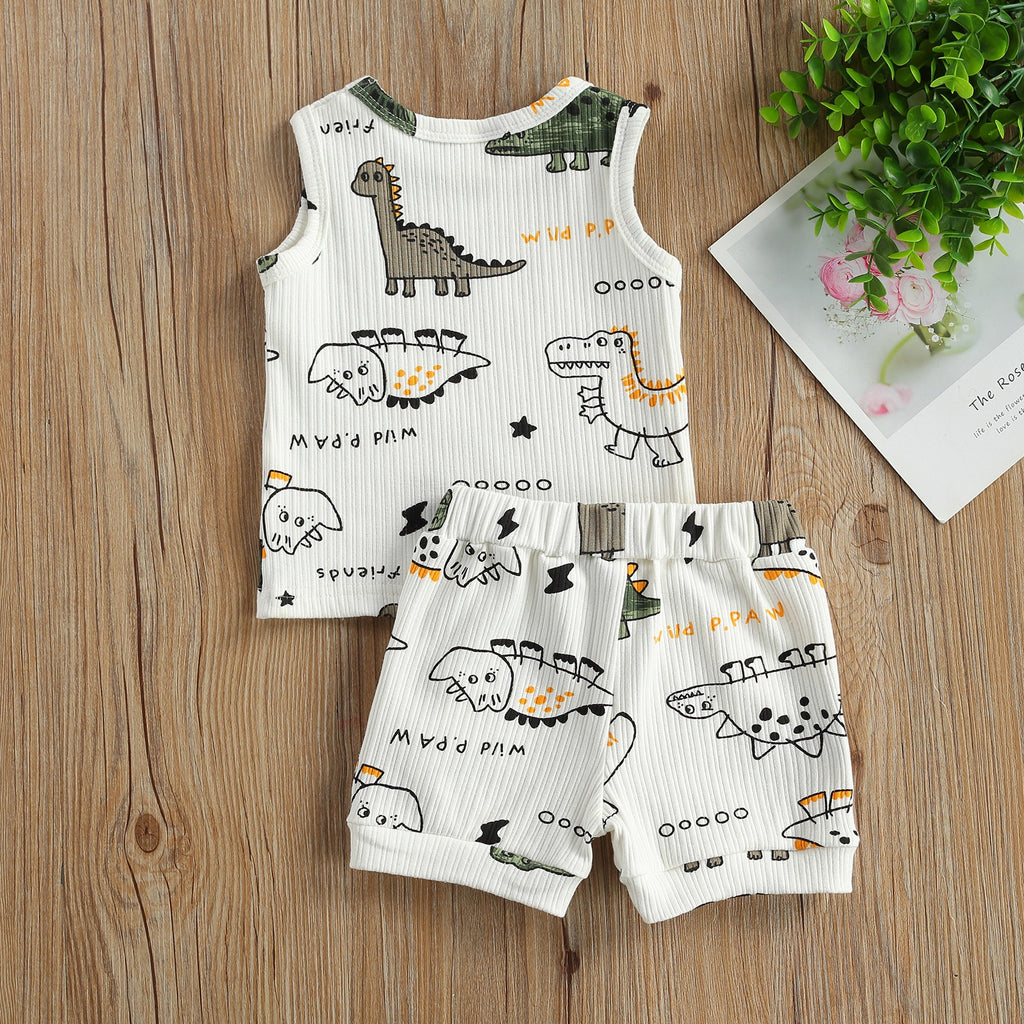 Boys' Sleeveless Dino Print Short Set