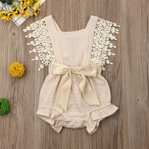 Girls' Sleeveless Bow-knot Romper