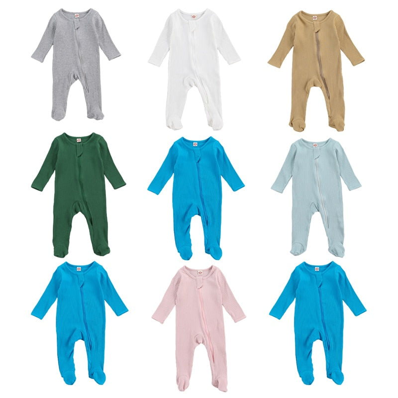 Longsleeve Ribbed Knit Baby Jumpsuit