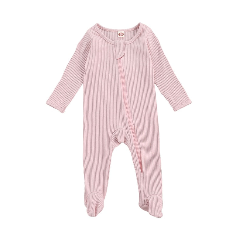 Longsleeve Ribbed Knit Baby Jumpsuit