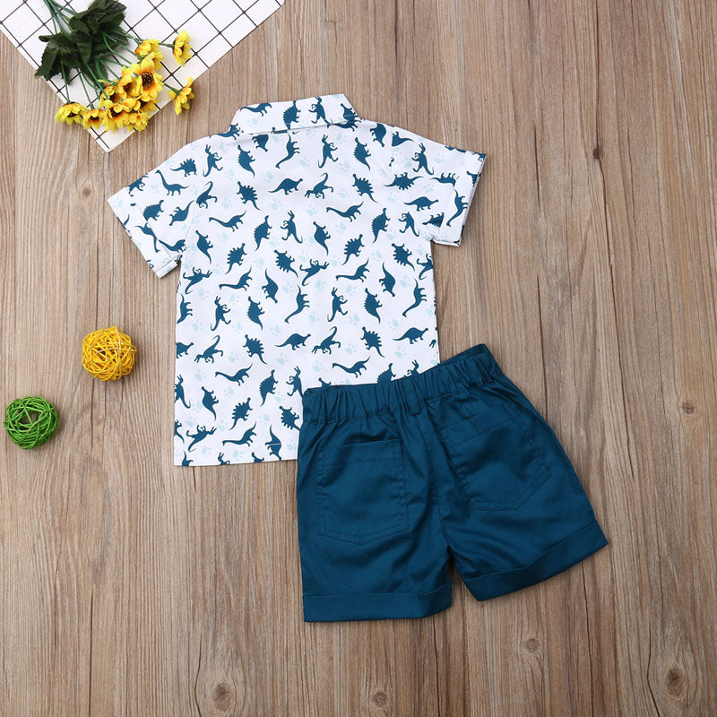 Boys' Blue Dino Short-Sleeved Short Set