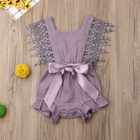 Girls' Sleeveless Bow-knot Romper