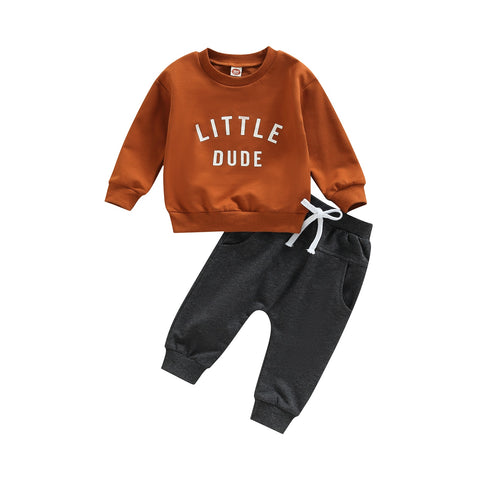 Boys' Little Dude Long-Sleeved Sweatpant Set