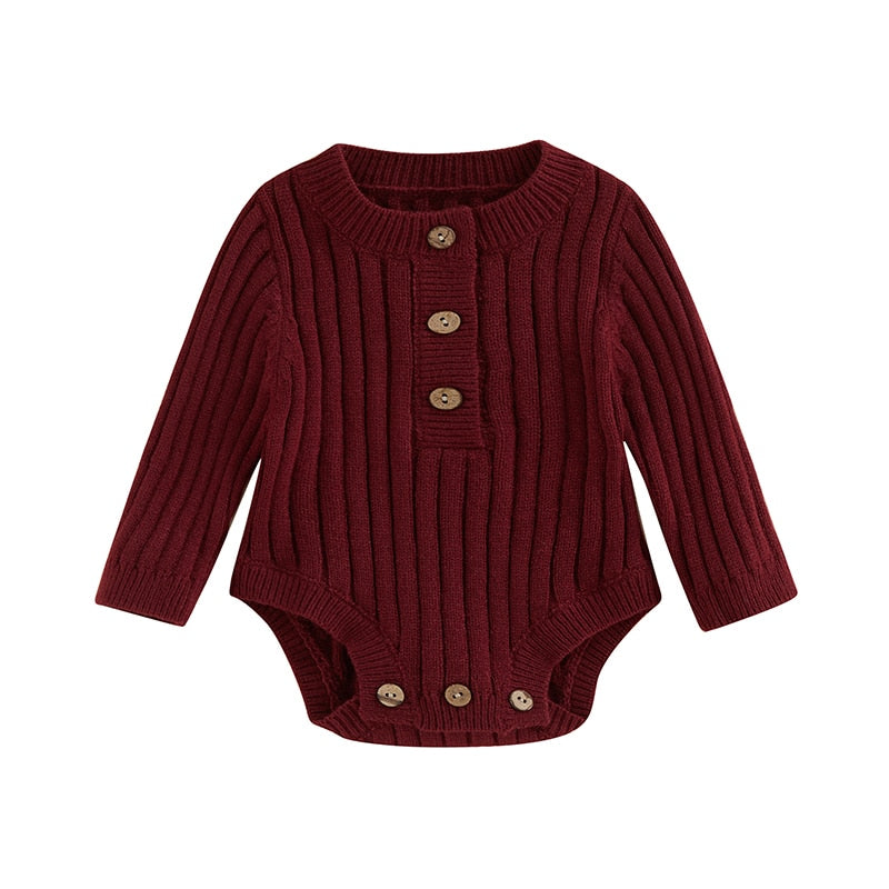 Thick Knit Long-Sleeved Baby Onesie