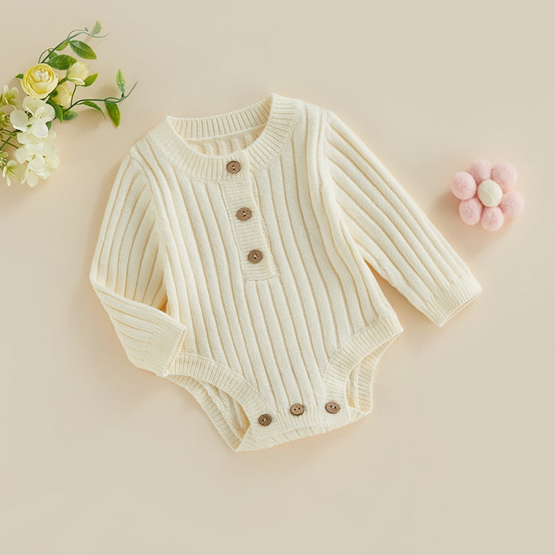 Thick Knit Long-Sleeved Baby Onesie