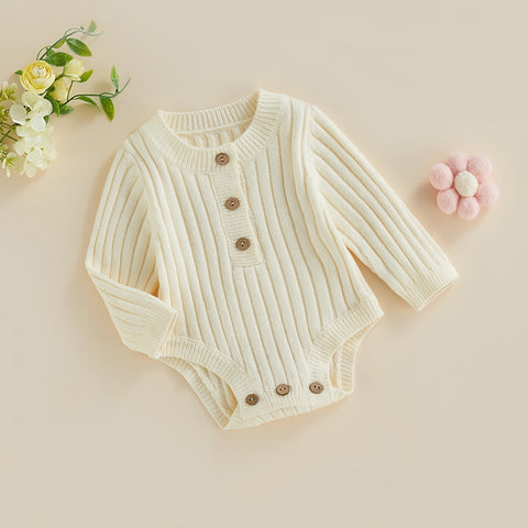 Thick Knit Long-Sleeved Baby Onesie