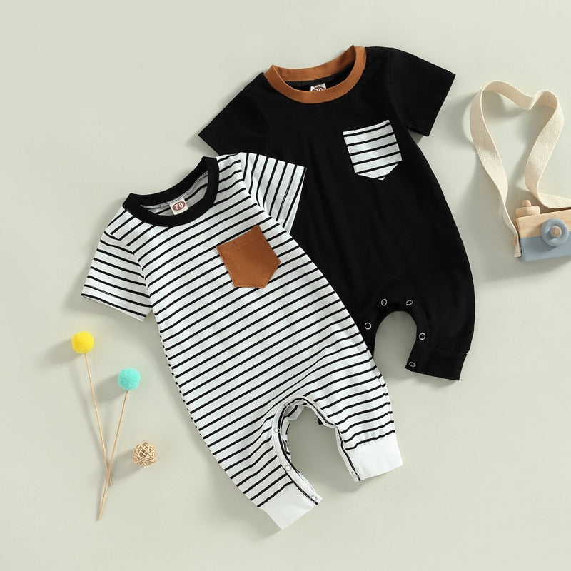 Boys' Contrast Color Striped Jumpsuit