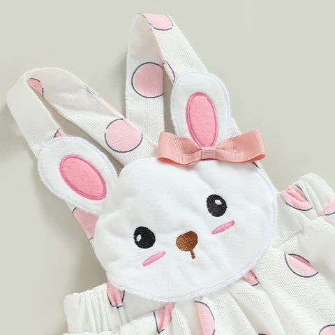 Girls' Bunny Rabbit Suspender Skirt Set with Headband