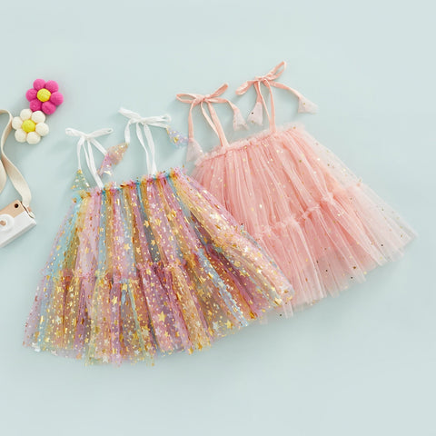 Girls' Sparkly Pink Tulle Dress