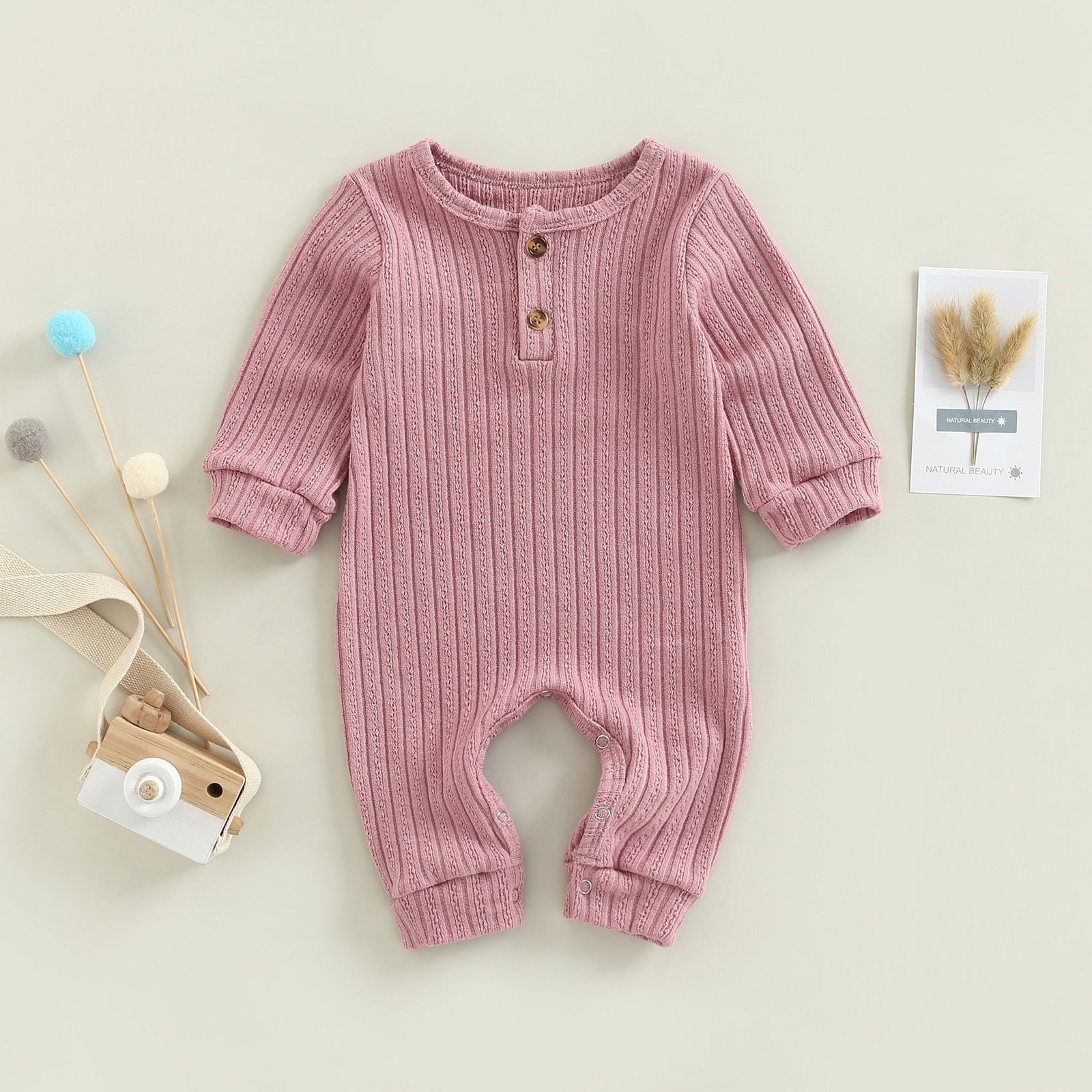 Unisex Knit Baby Longsleeved Jumpsuit