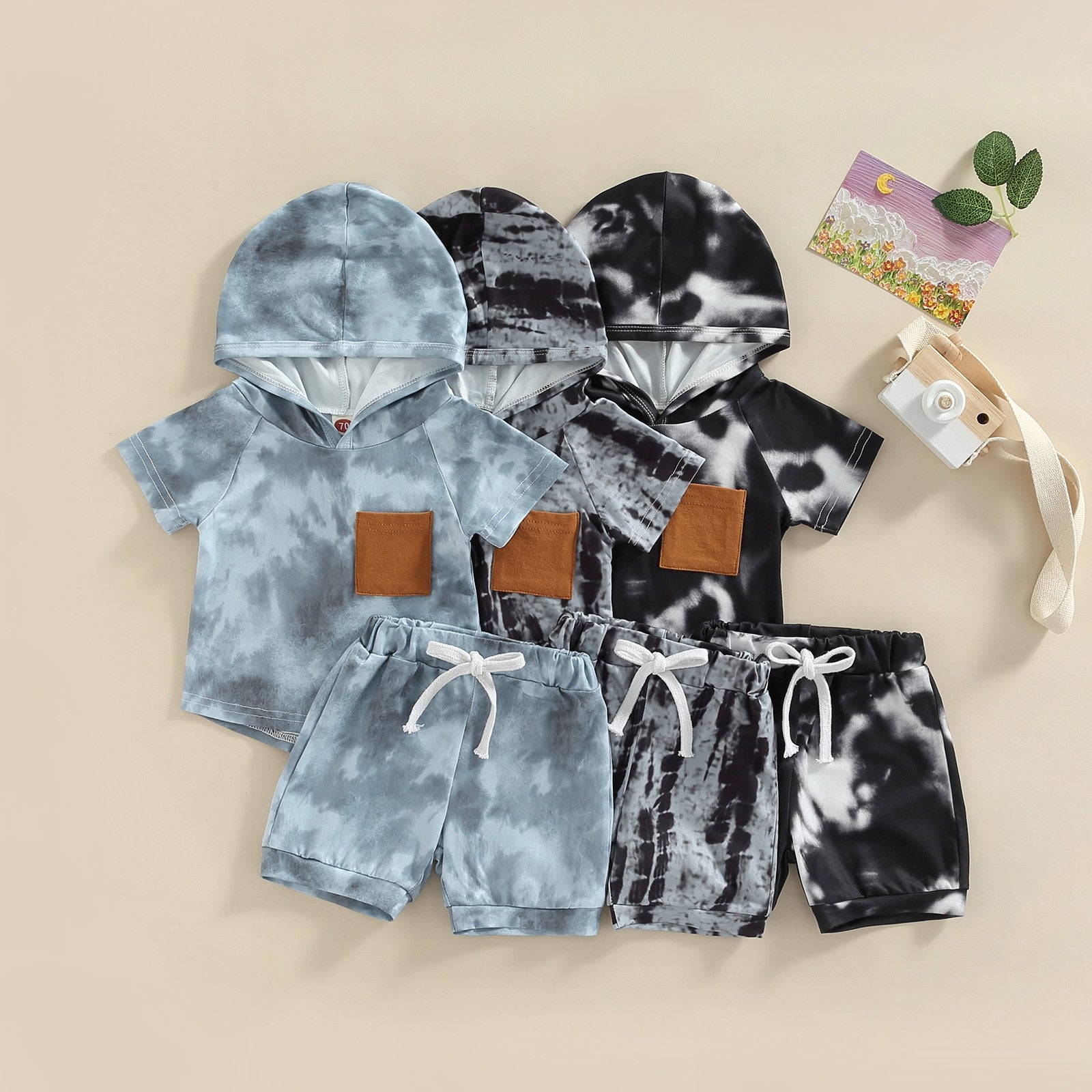 Kids' Hooded Tie-Dye Short Set
