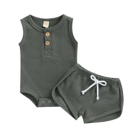 Kids' Solid Color Lightweight Knit Sleeveless Short Set