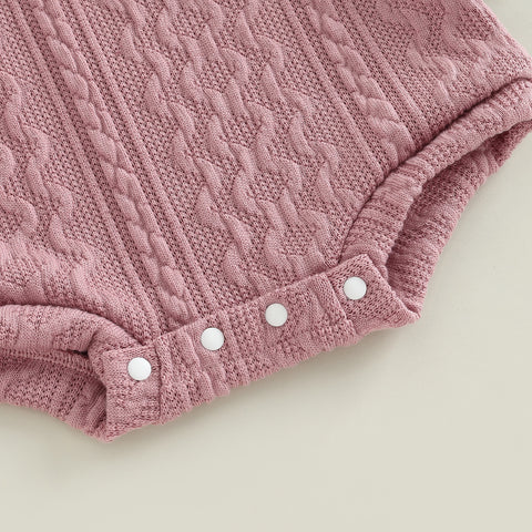 Girls' Knitted Ruffle Long-Sleeved Onesie
