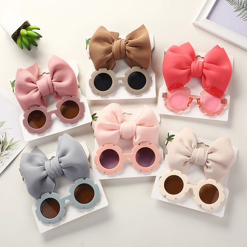 Flower Shape Sunglasses + Hair Bow Set