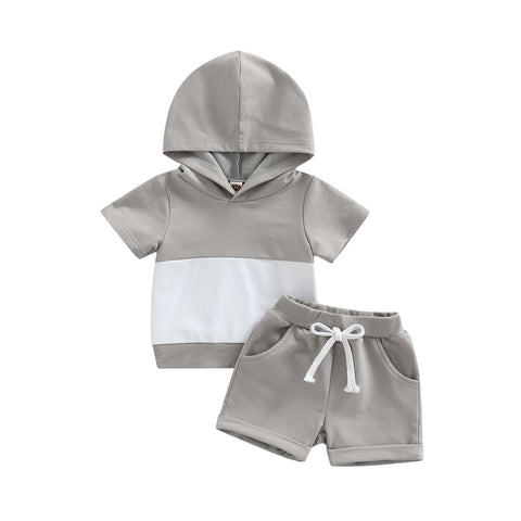 Boys' Colorblock Hooded Short-Sleeved Short Set