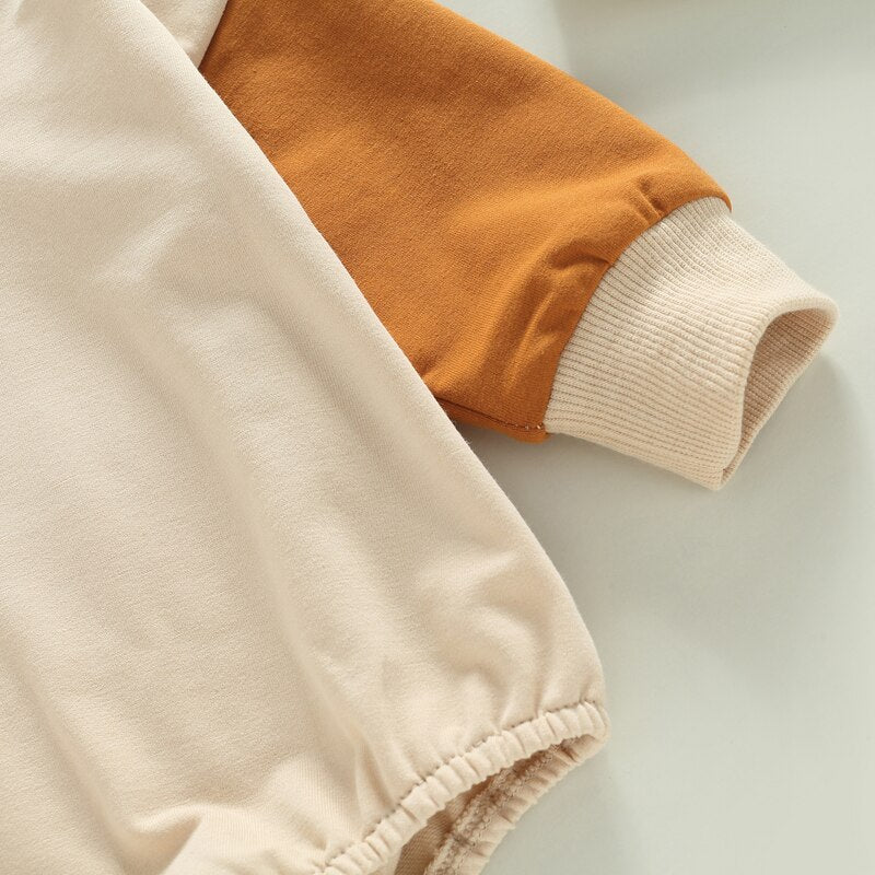 Colorblock Hooded Long-Sleeved Onesie