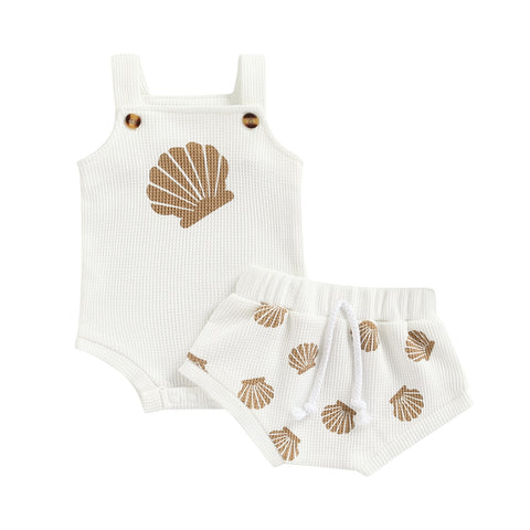 Girls' Sleeveless Shell Print Short Set