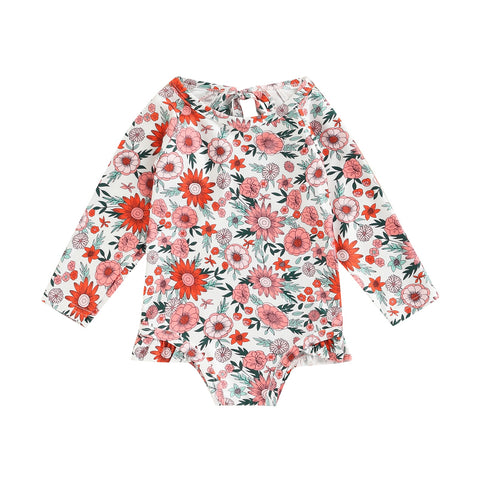 Girls' Floral Print Bathing suit