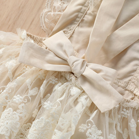 Girls' Lace Ruffle-Sleeved Dress