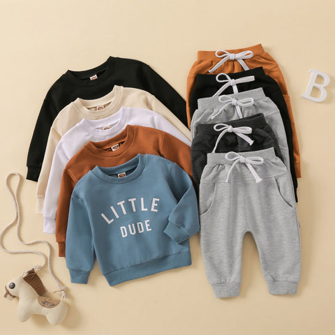 Boys' Little Dude Long-Sleeved Sweatpant Set