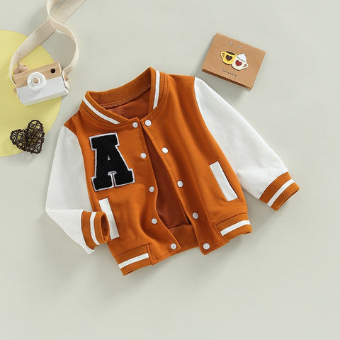 Kids' Orange Colorblock Varsity Jacket