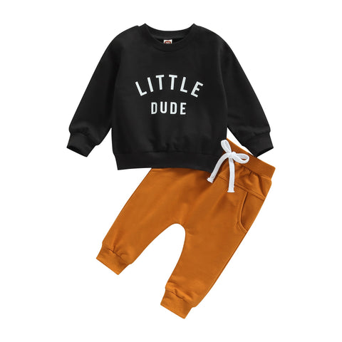 Boys' Little Dude Long-Sleeved Sweatpant Set