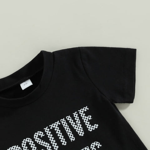 Boys' Positive Vibes T-shirt & Checkered Shorts Set