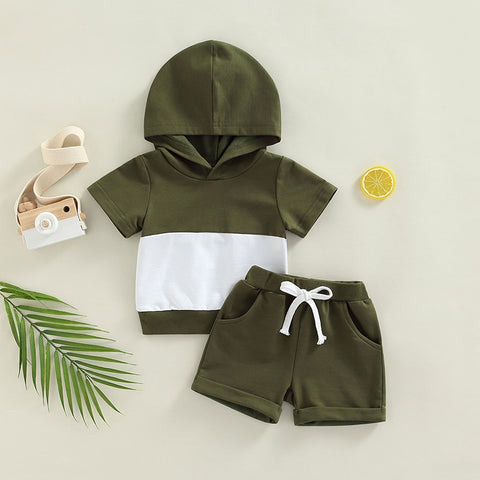 Boys' Colorblock Hooded Short-Sleeved Short Set