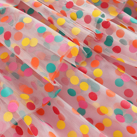 Girls' Pink Polka Dot Tulle Dress