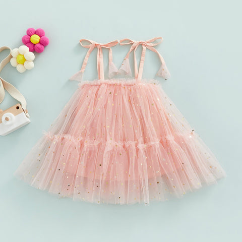 Girls' Sparkly Pink Tulle Dress