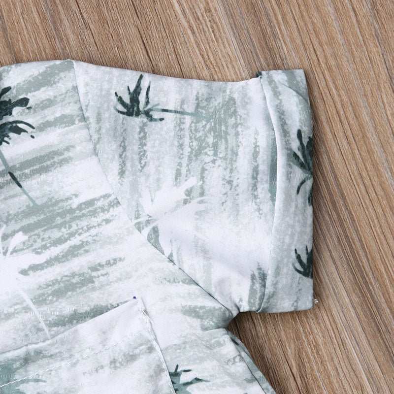 Boys' Palm Tree Button Down Short-Sleeved Short Set