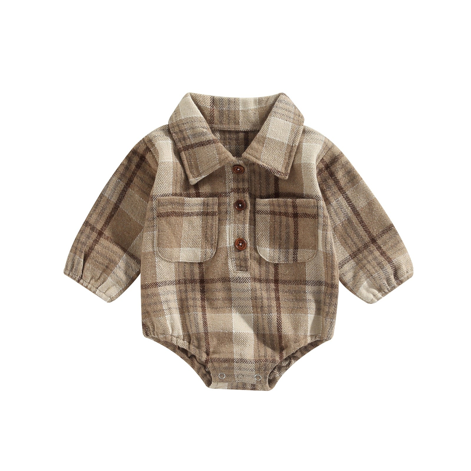 Boys' Plaid Long-Sleeved Baby Onesie