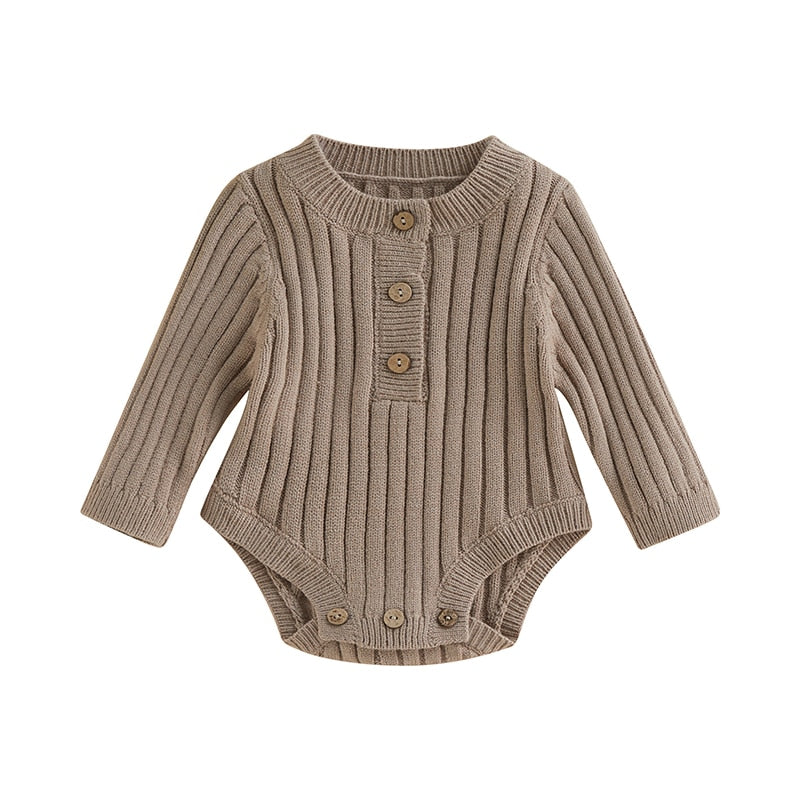 Thick Knit Long-Sleeved Baby Onesie