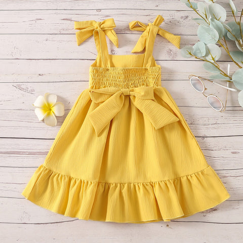 Girls' Sunshine Yellow Tie-Strap Dress
