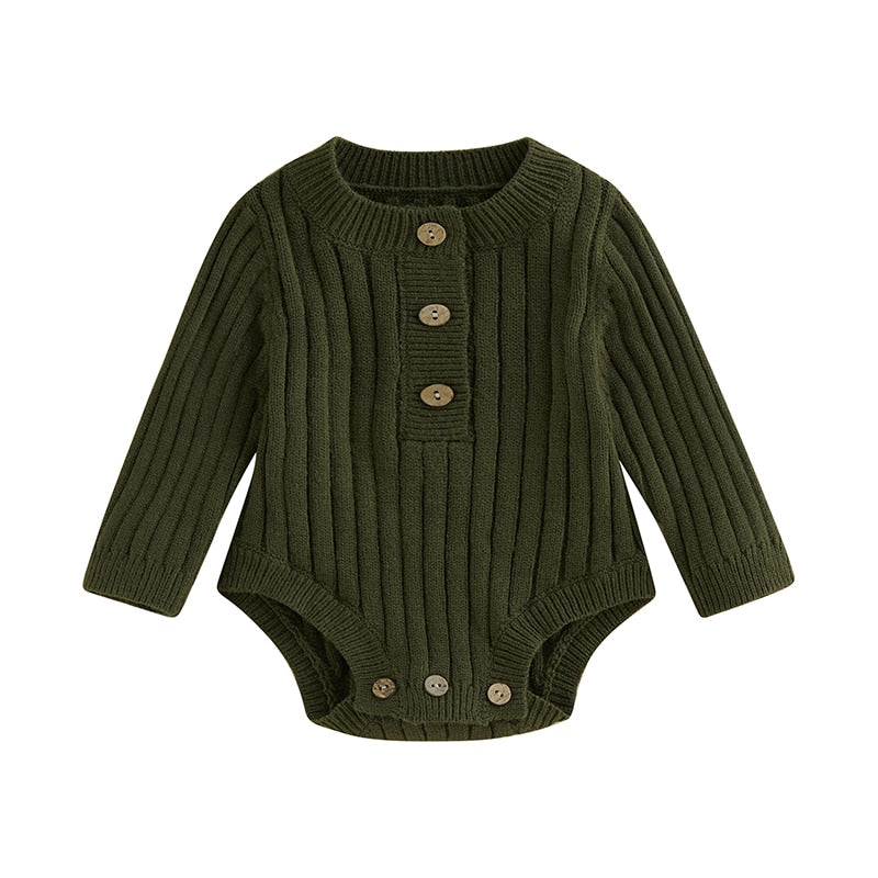 Thick Knit Long-Sleeved Baby Onesie