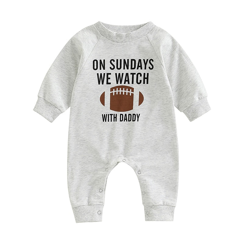 Unisex Football Graphic Long-Sleeved Baby Jumpsuit