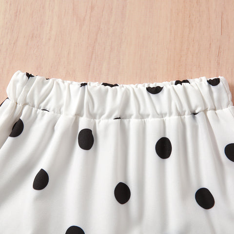 Girls' Black & White Polka Dot Skirt Set