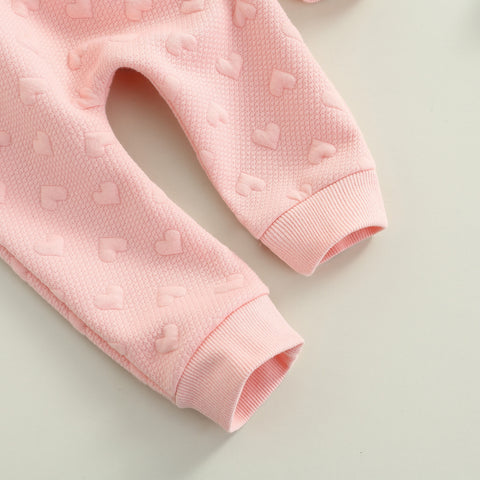 Girls' Embossed Hearts Long-Sleeved Pant Set